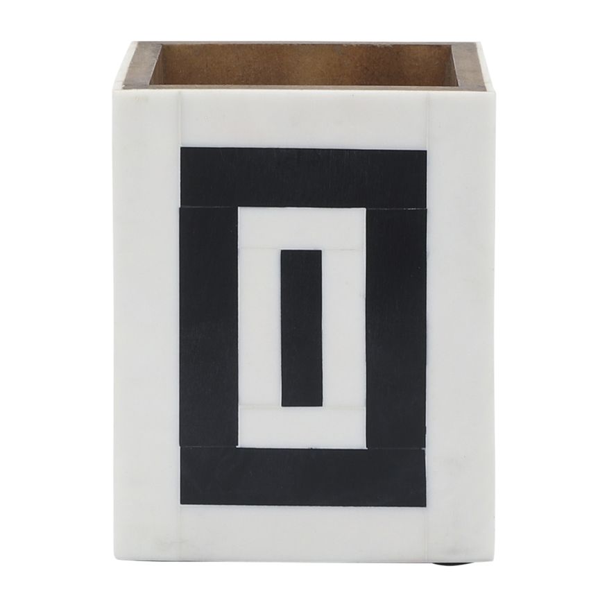 Sagebrook - 3"x4" Resin Outlined Pencil Cup in Black/White