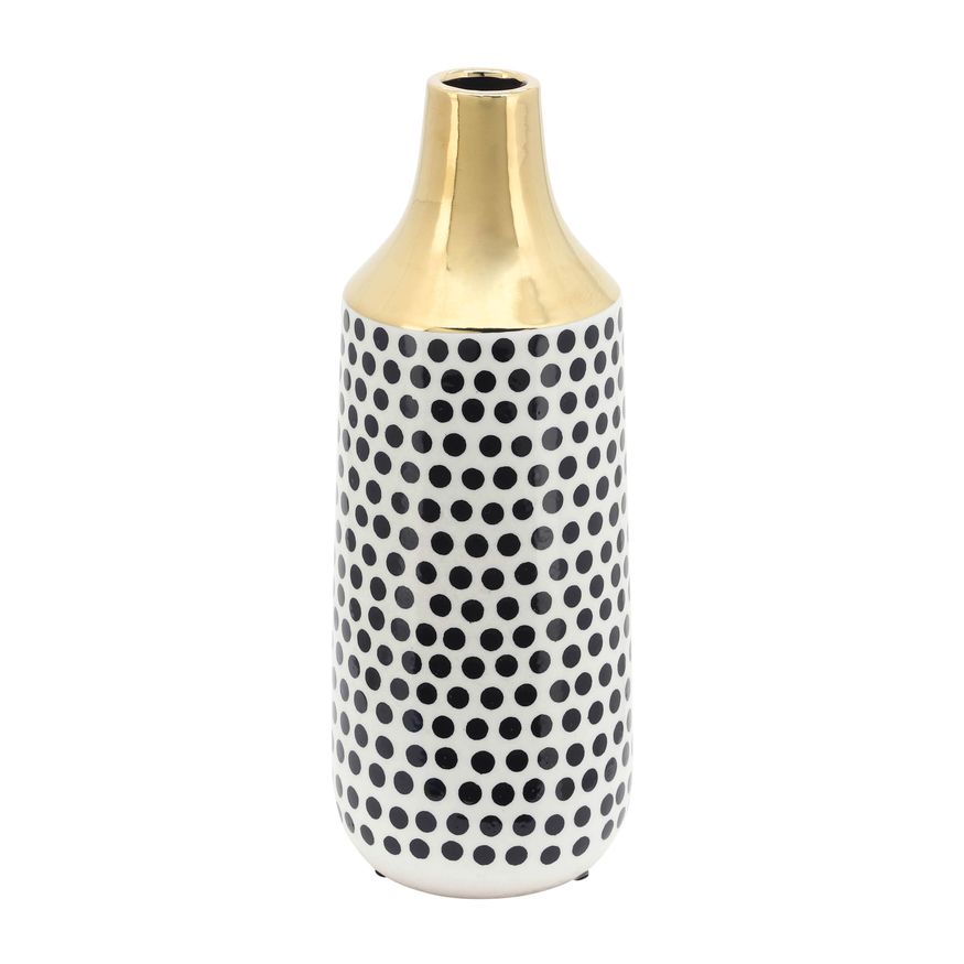 Sagebrook 16" Ceramic Polka Dots Vase - Gold/White