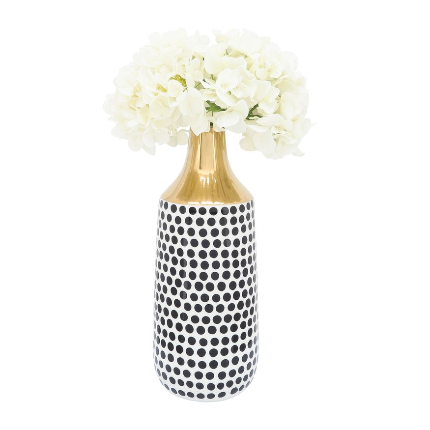 Sagebrook 16" Ceramic Polka Dots Vase - Gold/White