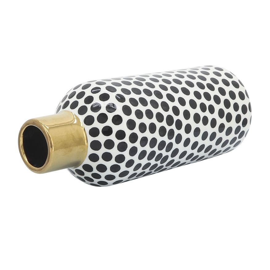 Sagebrook 12" Ceramic Polka Dots Vase - Gold/White