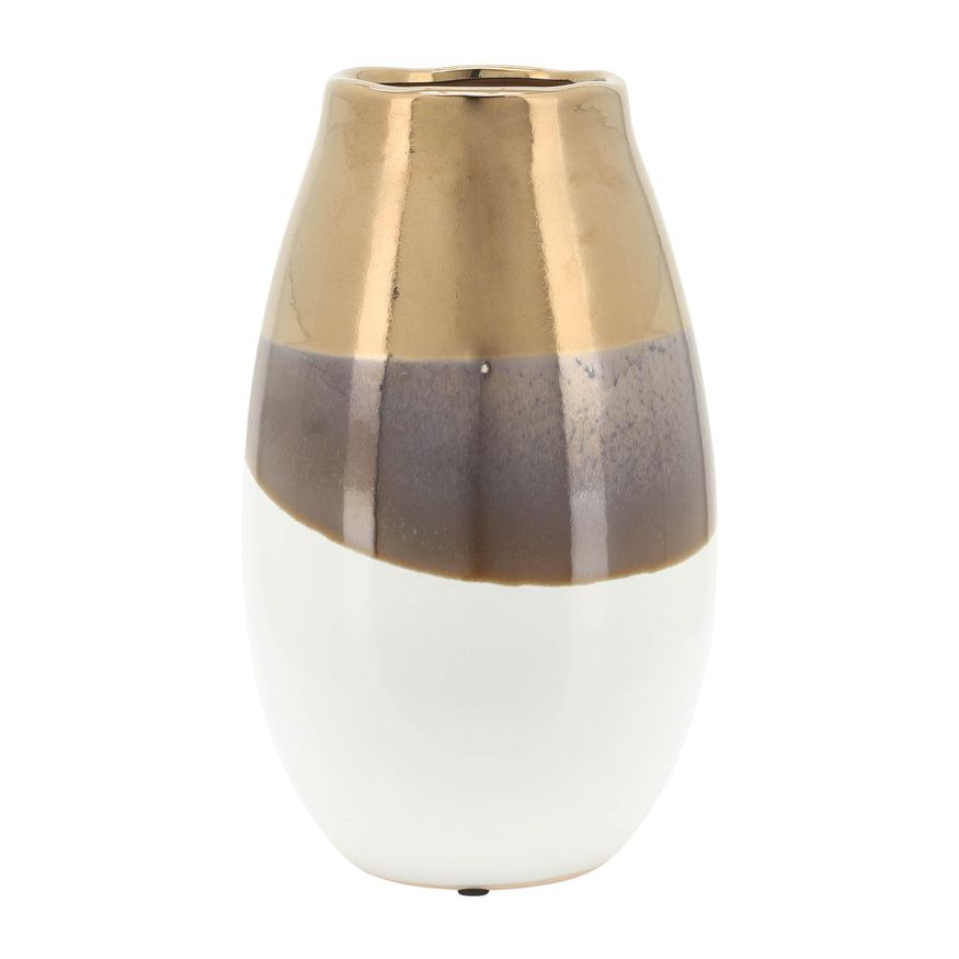 Sagebrook - 10" Ceramic 2-Tone Vase in Gold/White