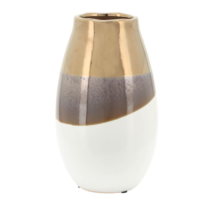 Sagebrook - 10" Ceramic 2-Tone Vase in Gold/White