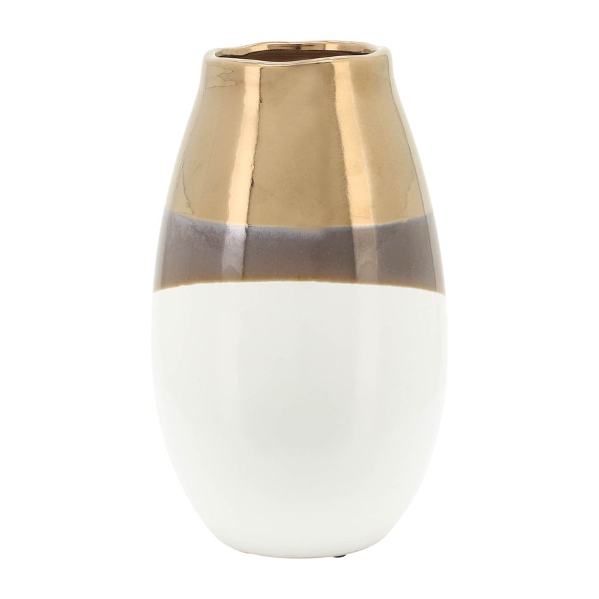 Sagebrook - 10" Ceramic 2-Tone Vase in Gold/White