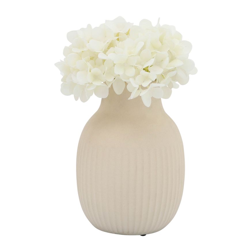 Sagebrook - 9" Ceramic Ridged Bulbous Vase in Ivory