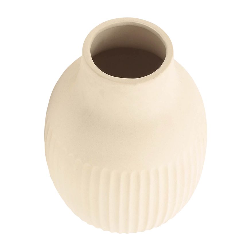 Sagebrook - 9" Ceramic Ridged Bulbous Vase in Ivory