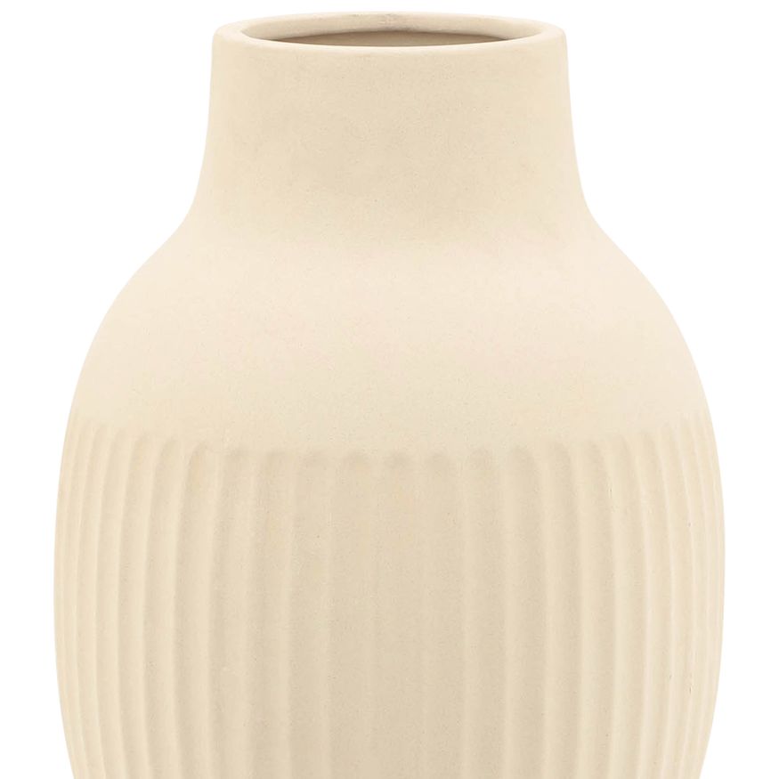 Sagebrook - 9" Ceramic Ridged Bulbous Vase in Ivory