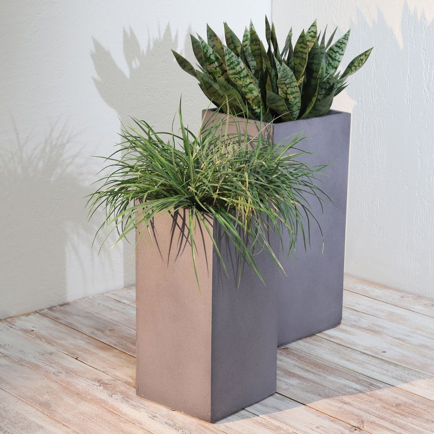 Sagebrook 11"/13" Resin Square Nested Planters (Set Of 2) - Gray