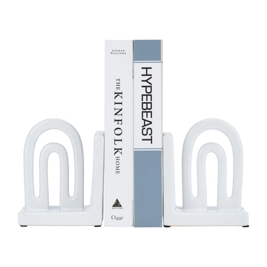 Sagebrook™ 6" Ceramic Arch Bookends (Set Of 2) - White