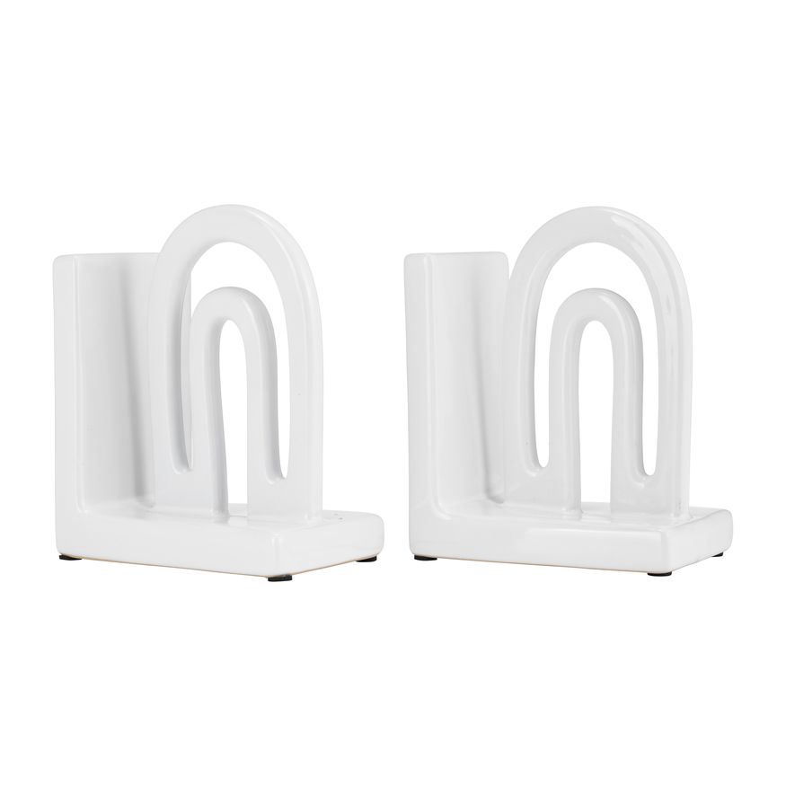 Sagebrook™ 6" Ceramic Arch Bookends (Set Of 2) - White