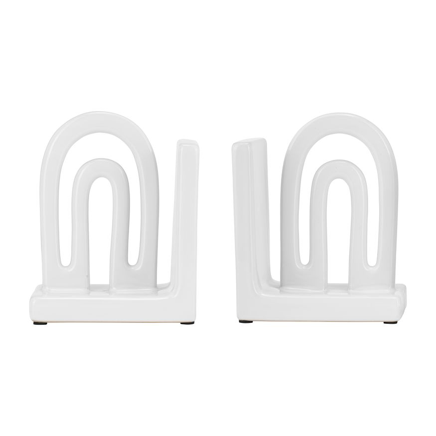 Sagebrook™ 6" Ceramic Arch Bookends (Set Of 2) - White