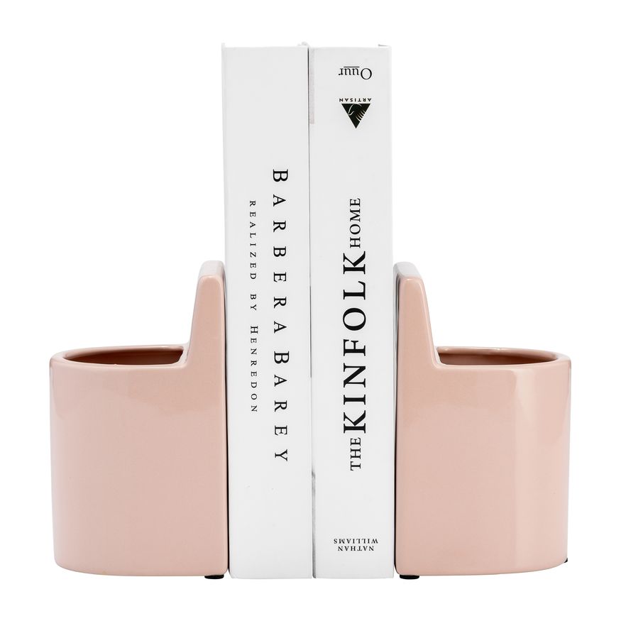 Sagebrook 6" Ceramic Pouch Bookends - Blush