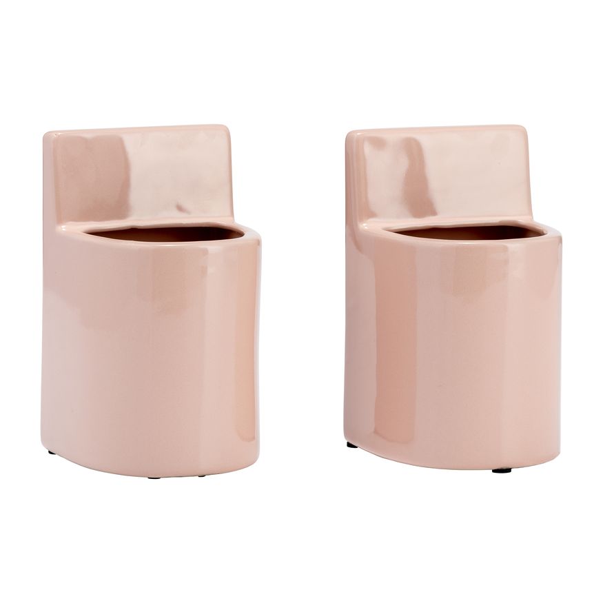 Sagebrook 6" Ceramic Pouch Bookends - Blush