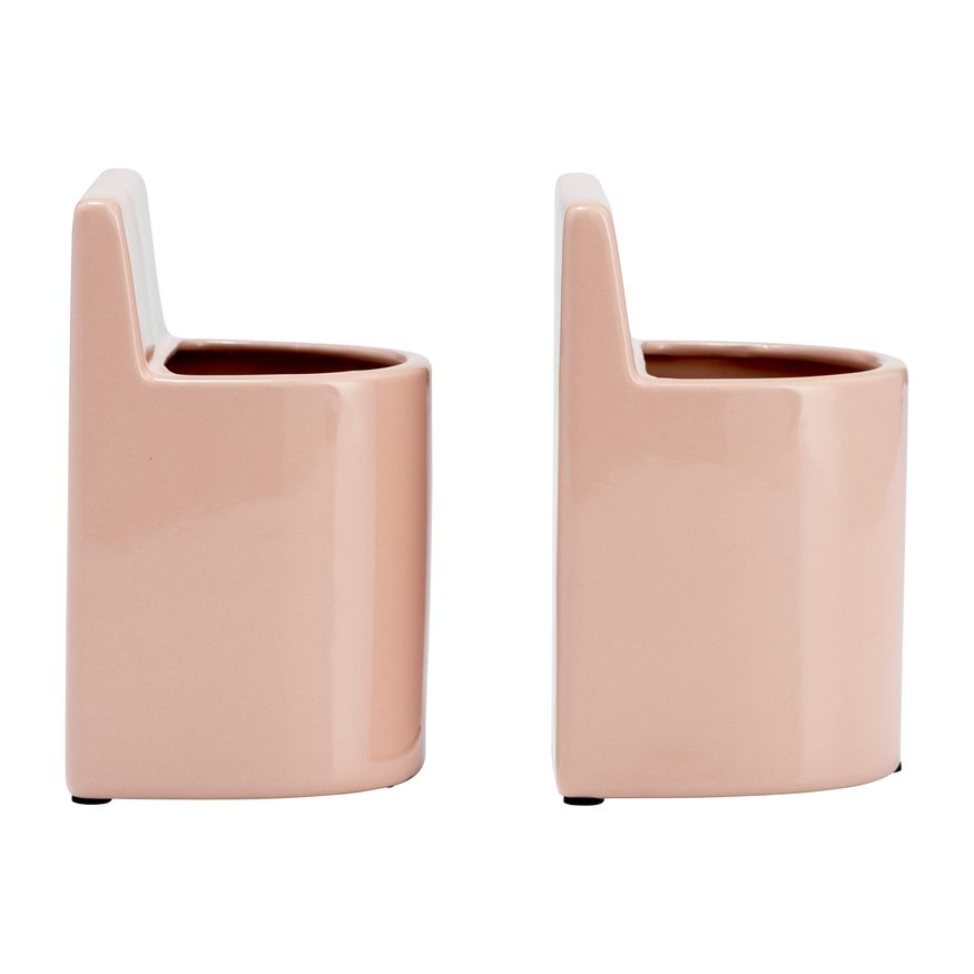 Sagebrook 6" Ceramic Pouch Bookends - Blush