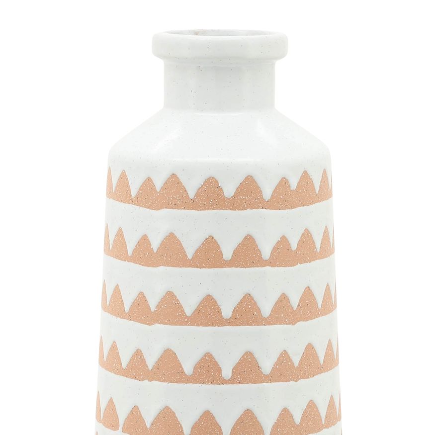 Sagebrook 16" Ceramic Aztec Vase - Ivory