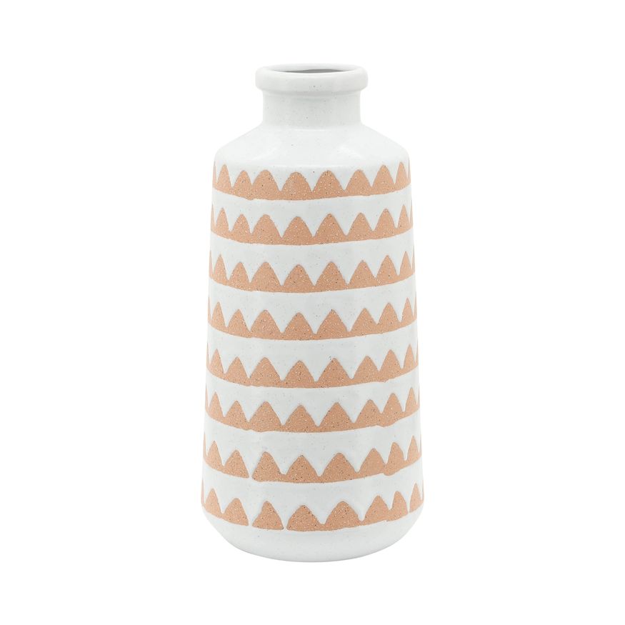 Sagebrook 12" Ceramic Aztec Vase - Ivory