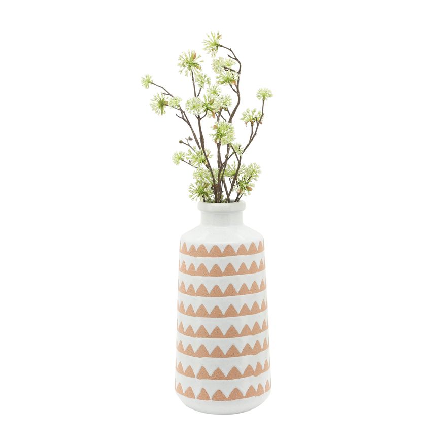 Sagebrook 12" Ceramic Aztec Vase - Ivory