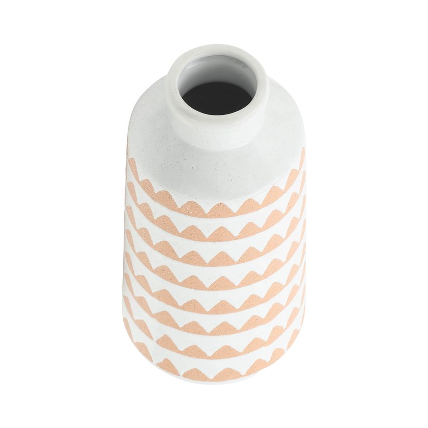 Sagebrook 12" Ceramic Aztec Vase - Ivory