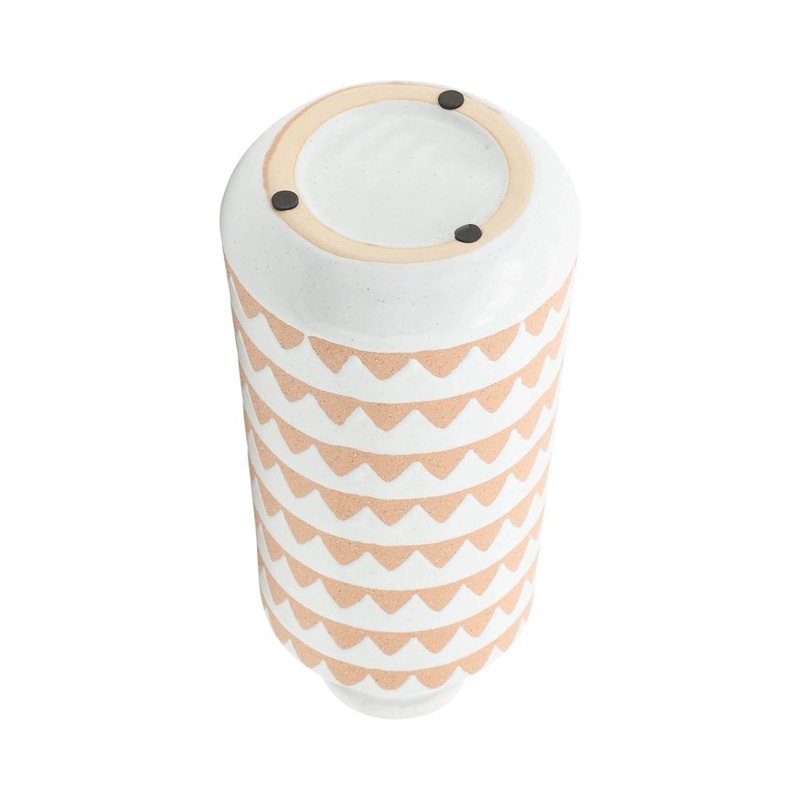 Sagebrook 12" Ceramic Aztec Vase - Ivory