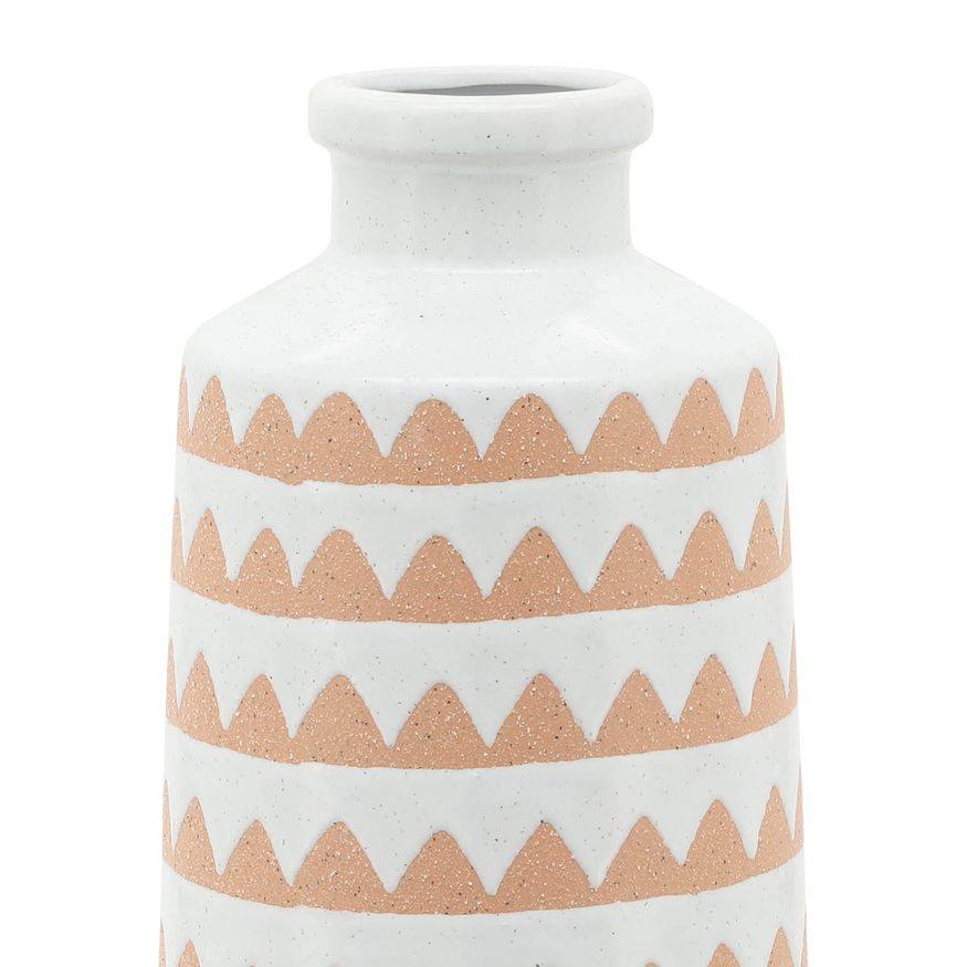 Sagebrook 12" Ceramic Aztec Vase - Ivory