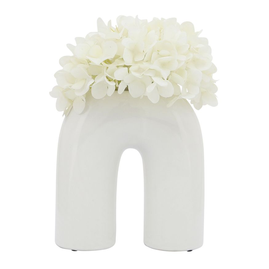 Sagebrook 8" Ceramic Horseshoe Vase - White