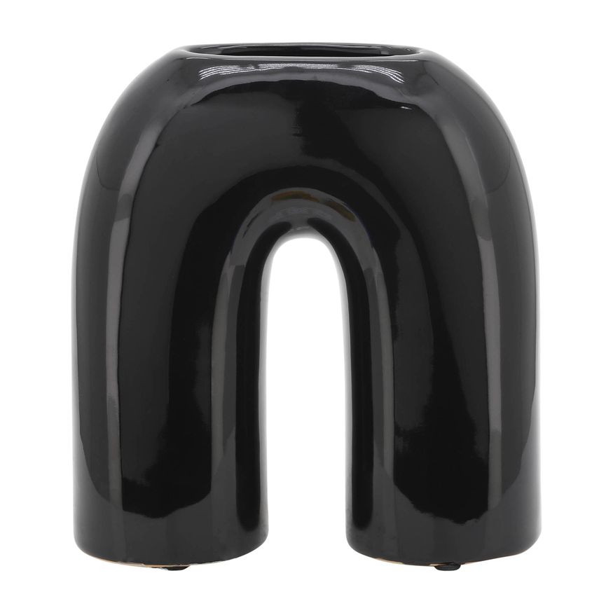 Sagebrook 8" Ceramic Horseshoe Vase - Black