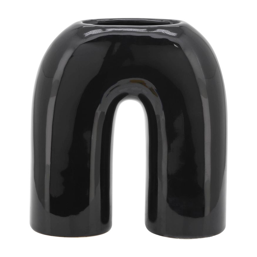 Sagebrook 8" Ceramic Horseshoe Vase - Black