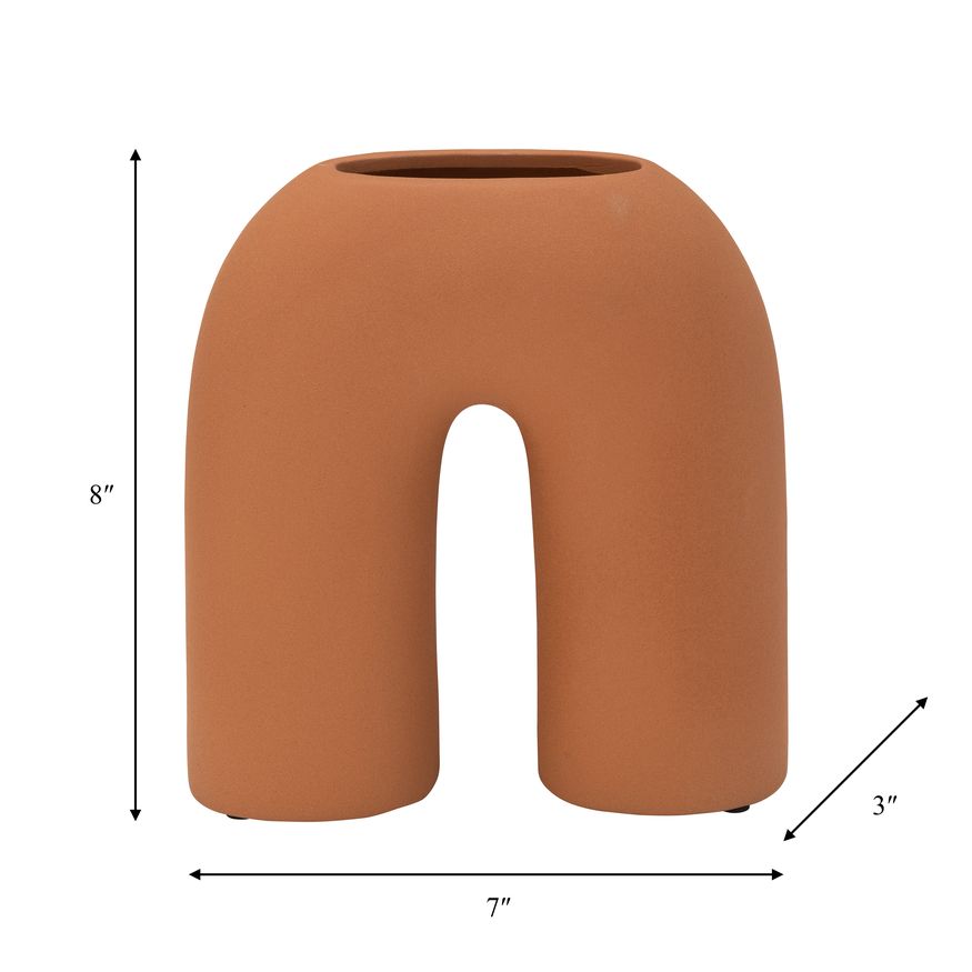 Sagebrook 8" Ceramic Horseshoe Vase - Terracotta