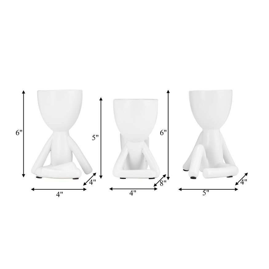 Sagebrook 8" Ceramic Sitting Humans (Set Of 3) - White