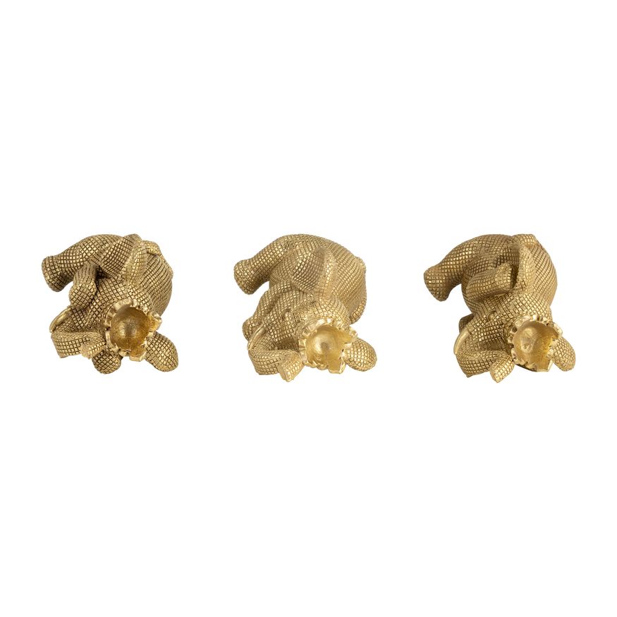 Sagebrook - 8" Resin No Evil Elephants (Set Of 3) in Gold