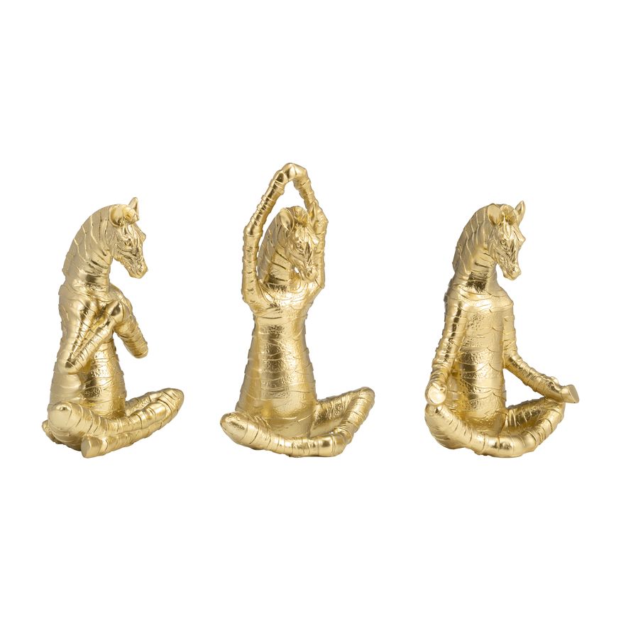 Sagebrook - 8" Resin No Evil Zebras (Set Of 3) in Gold