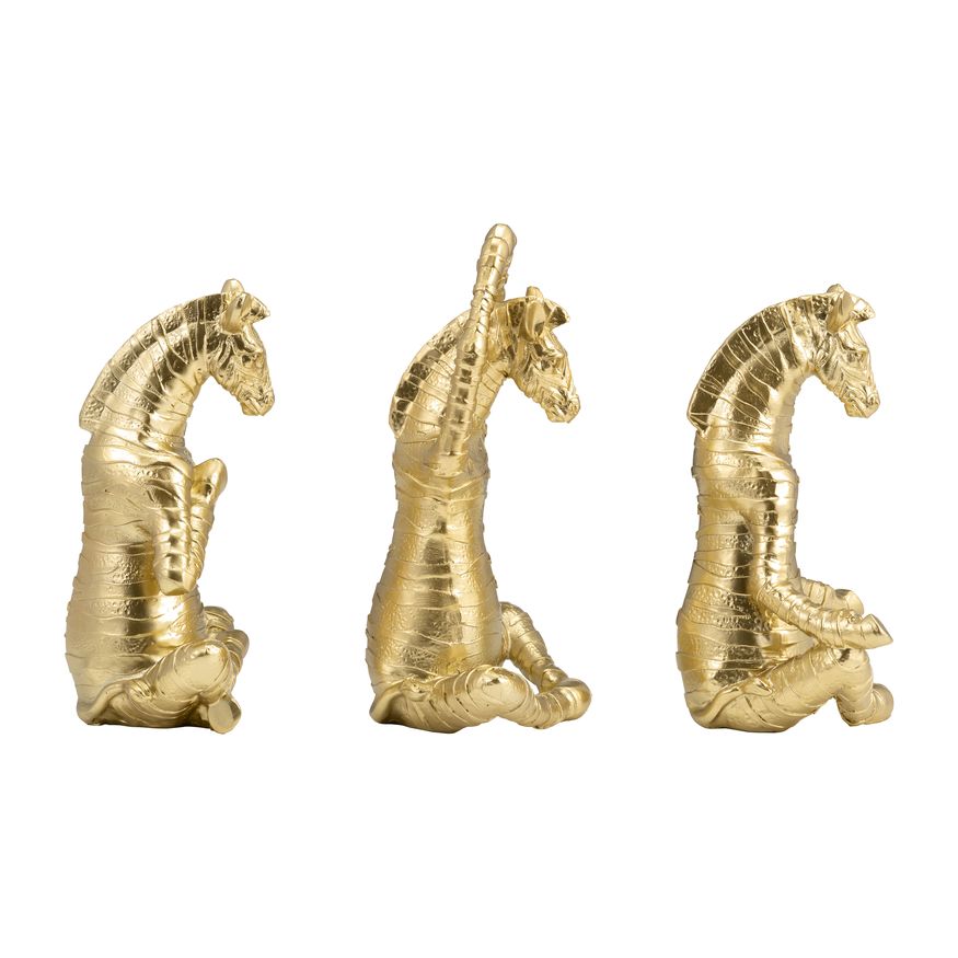 Sagebrook - 8" Resin No Evil Zebras (Set Of 3) in Gold