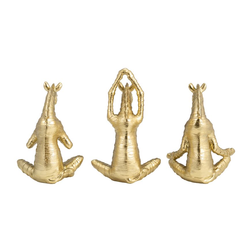 Sagebrook - 8" Resin No Evil Zebras (Set Of 3) in Gold