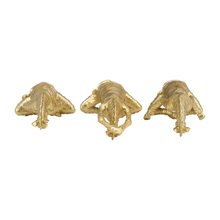 Sagebrook - 8" Resin No Evil Zebras (Set Of 3) in Gold