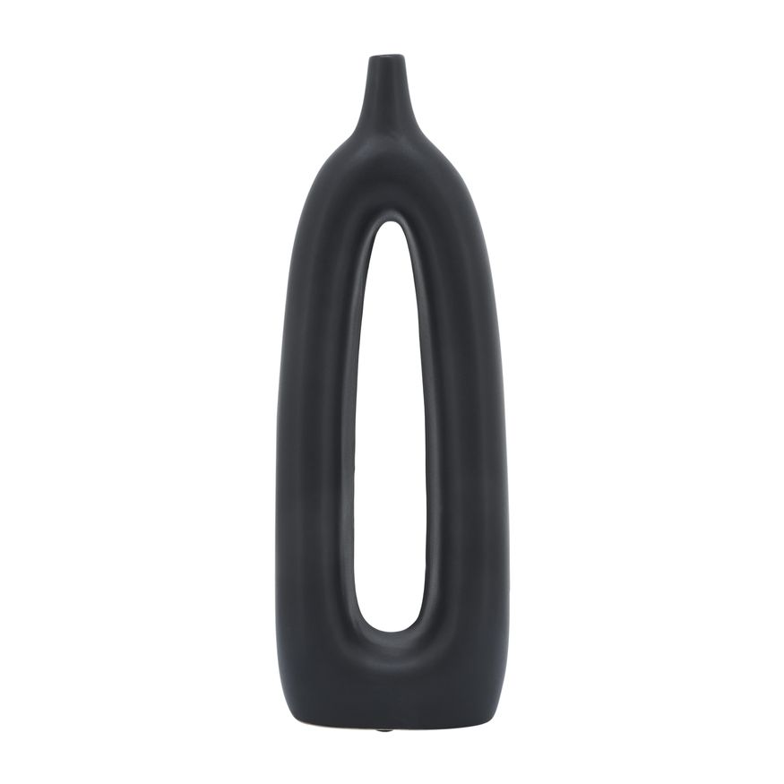 Sagebrook 14" Ceramic Open Cut-out Vase - Black