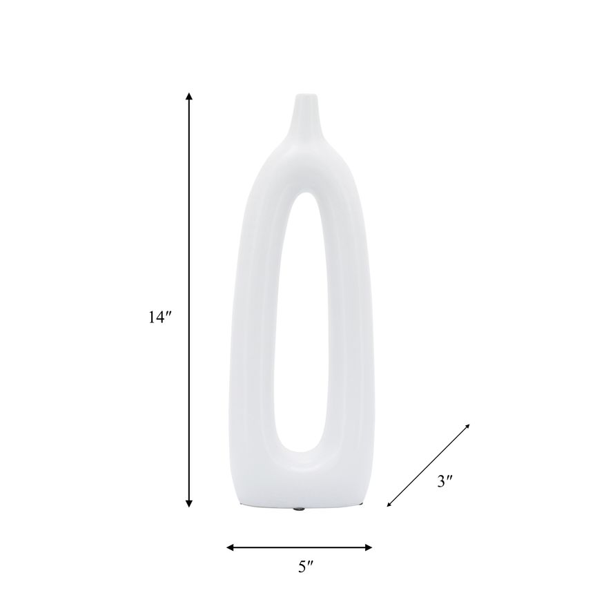 Sagebrook 14" Ceramic Open Cut-out Vase - White