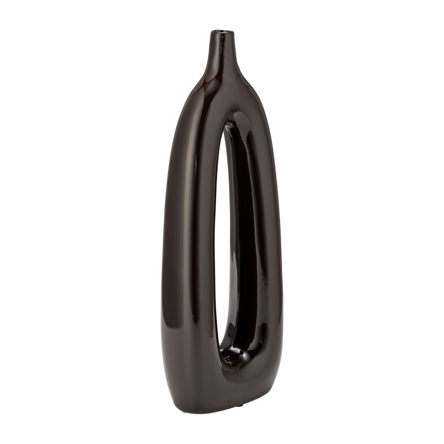 Sagebrook 14" Ceramic Open Cut-out Vase - Dark Brown