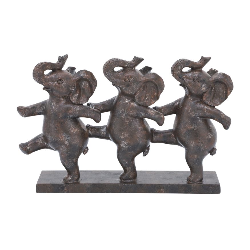 Sagebrook - 7" Resin Dancing Elephants in Bronze