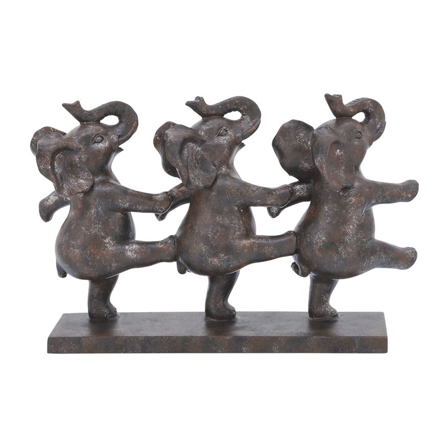 Sagebrook - 7" Resin Dancing Elephants in Bronze