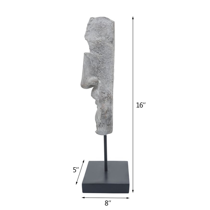 Sagebrook 16" Resin Face On Stand - Gray