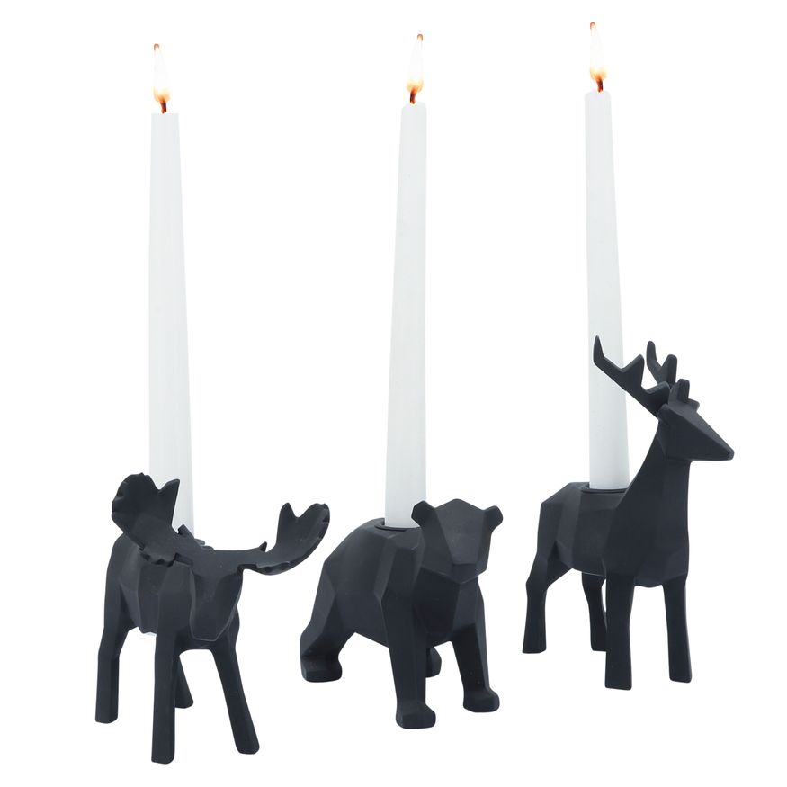 Sagebrook - 7" Resin Forest Animals Candle Holders (Set of 3)