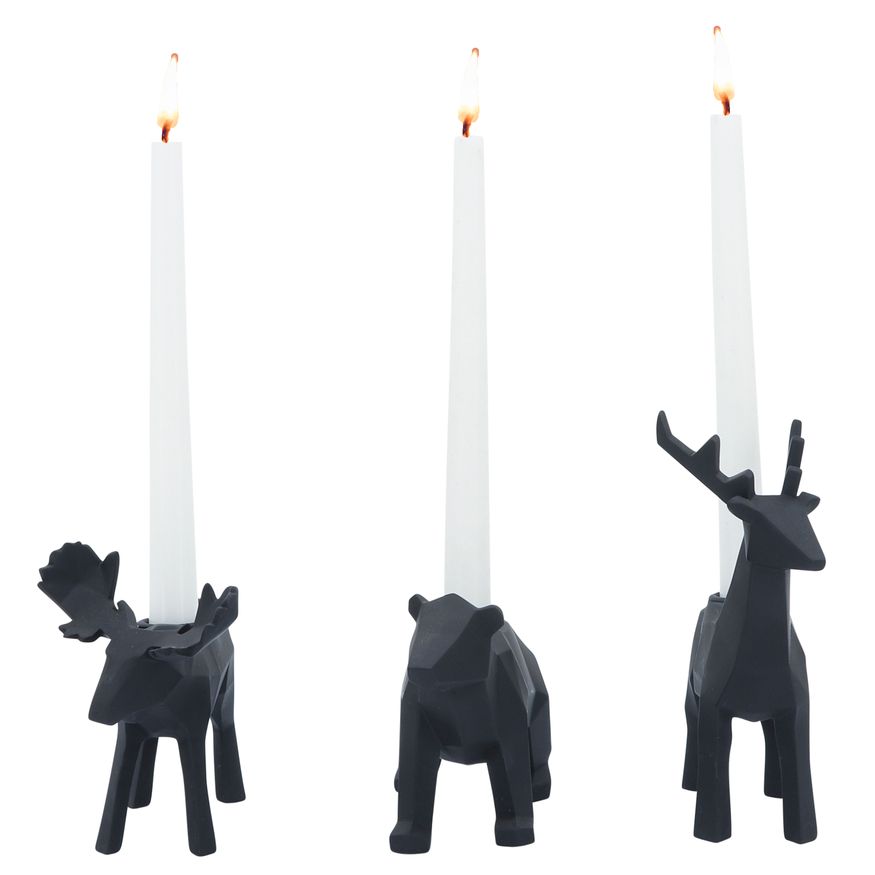 Sagebrook 7" Resin Forest Animals Candle Holders (Set of 3)