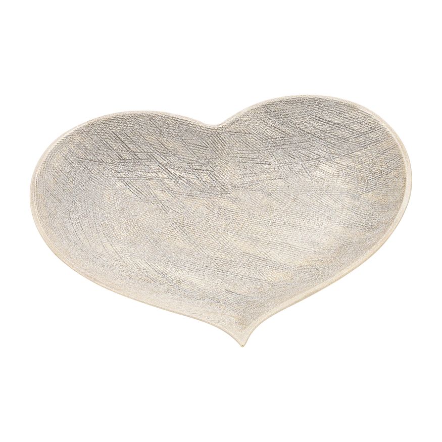 Sagebrook - 12"/13"/15" Ceramic Scratched Heart Plates (Set Of 3) in Champagne