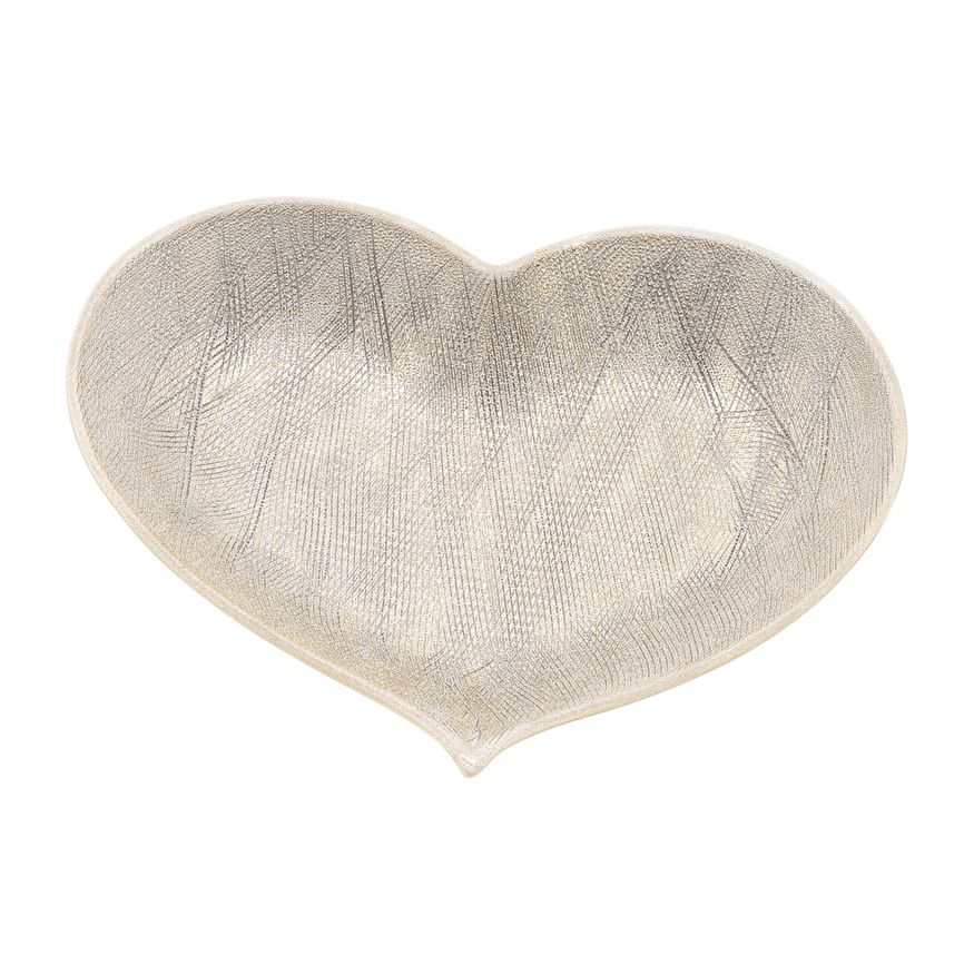 Sagebrook - 12"/13"/15" Ceramic Scratched Heart Plates (Set Of 3) in Champagne