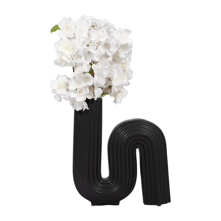 Sagebrook 11" Ceramic Loopy Vase - Black