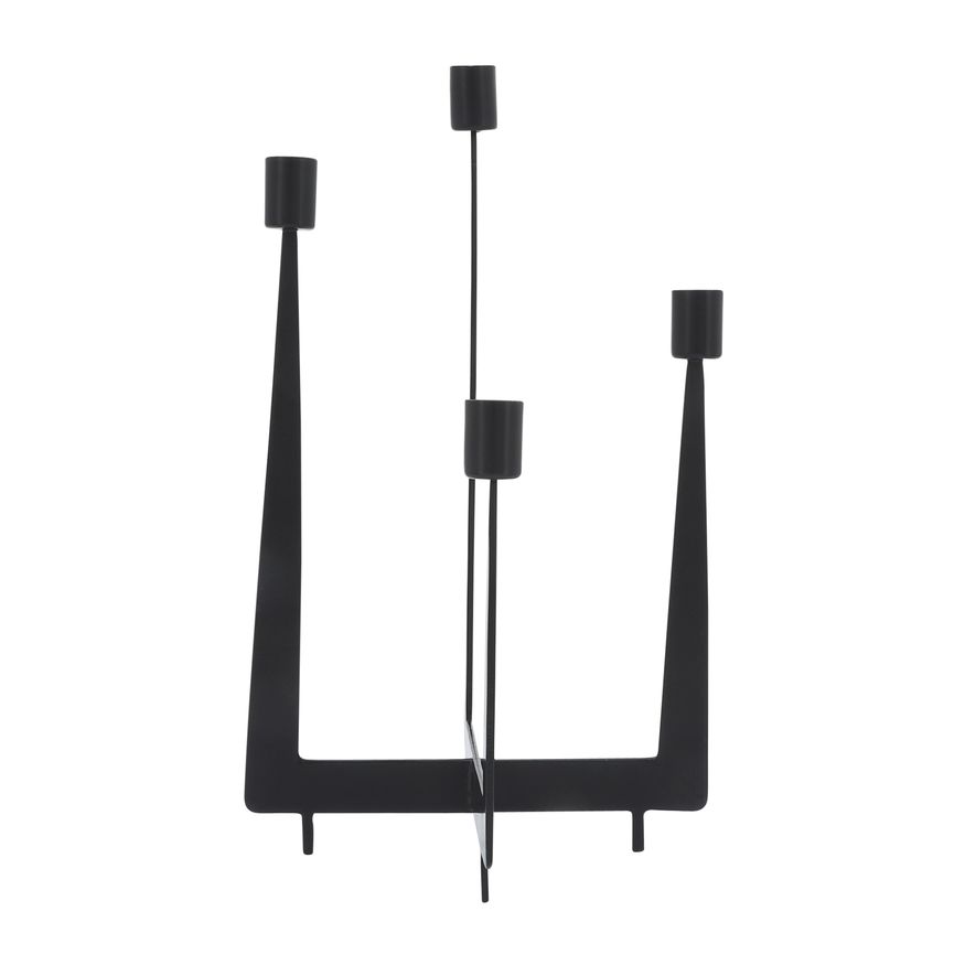 Sagebrook - 14" Metal 4-Candlesticks Holder in Black