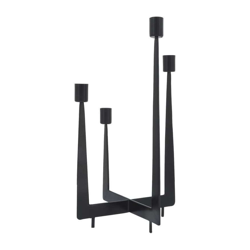 Sagebrook - 14" Metal 4-Candlesticks Holder in Black