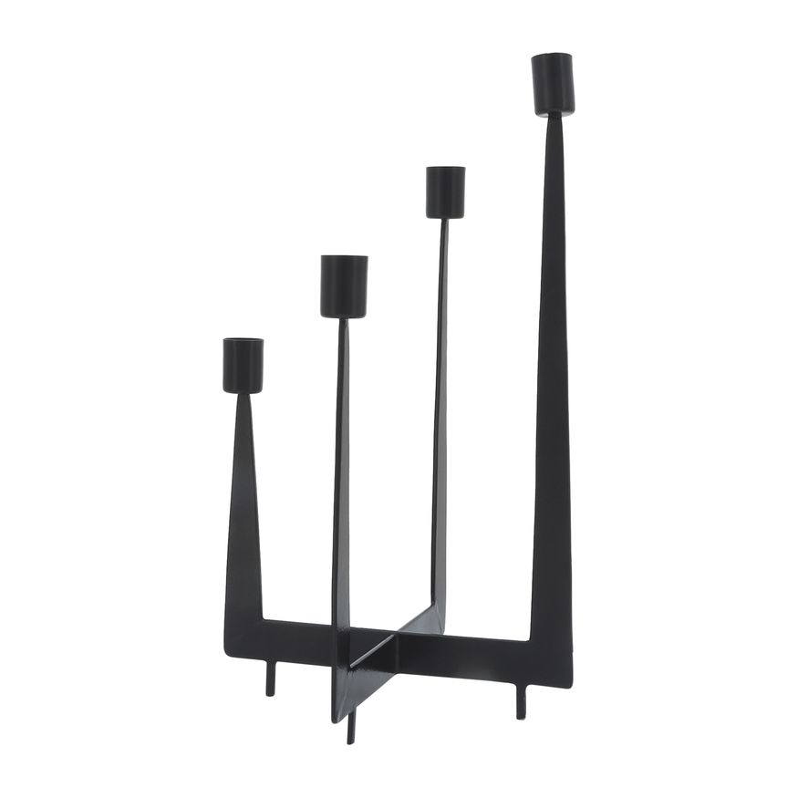 Sagebrook - 14" Metal 4-Candlesticks Holder in Black