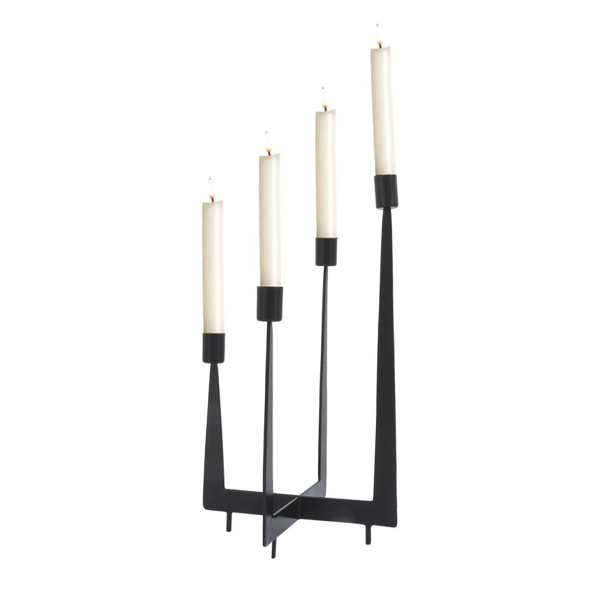 Sagebrook - 14" Metal 4-Candlesticks Holder in Black