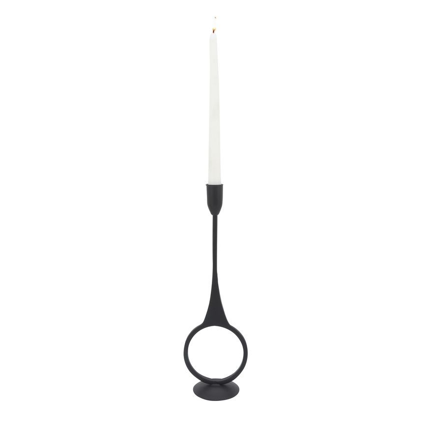 Sagebrook 13" Metal Round Taper Candle Holder - Black