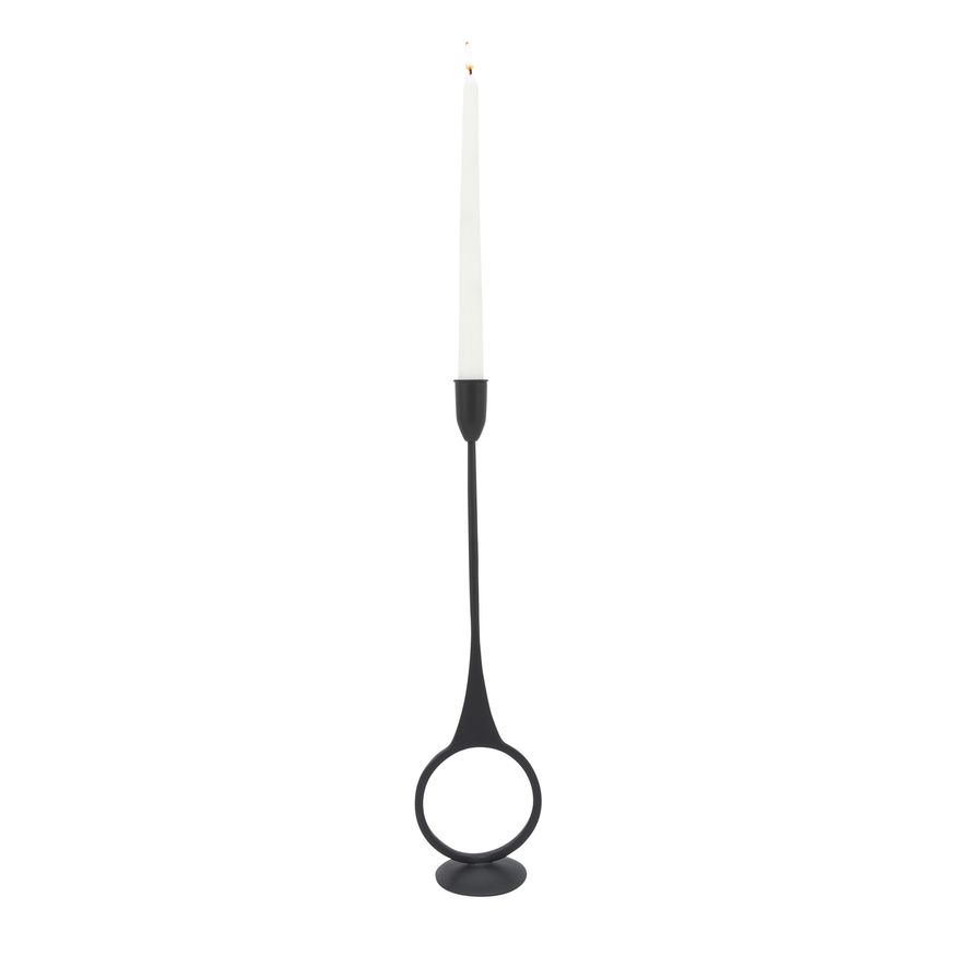 Sagebrook 16" Metal Round Taper Candle Holder - Black